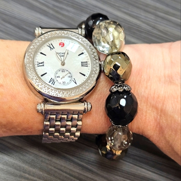 NWT Black and Metallic Chunky Beaded Bracelet - Picture 1 of 4